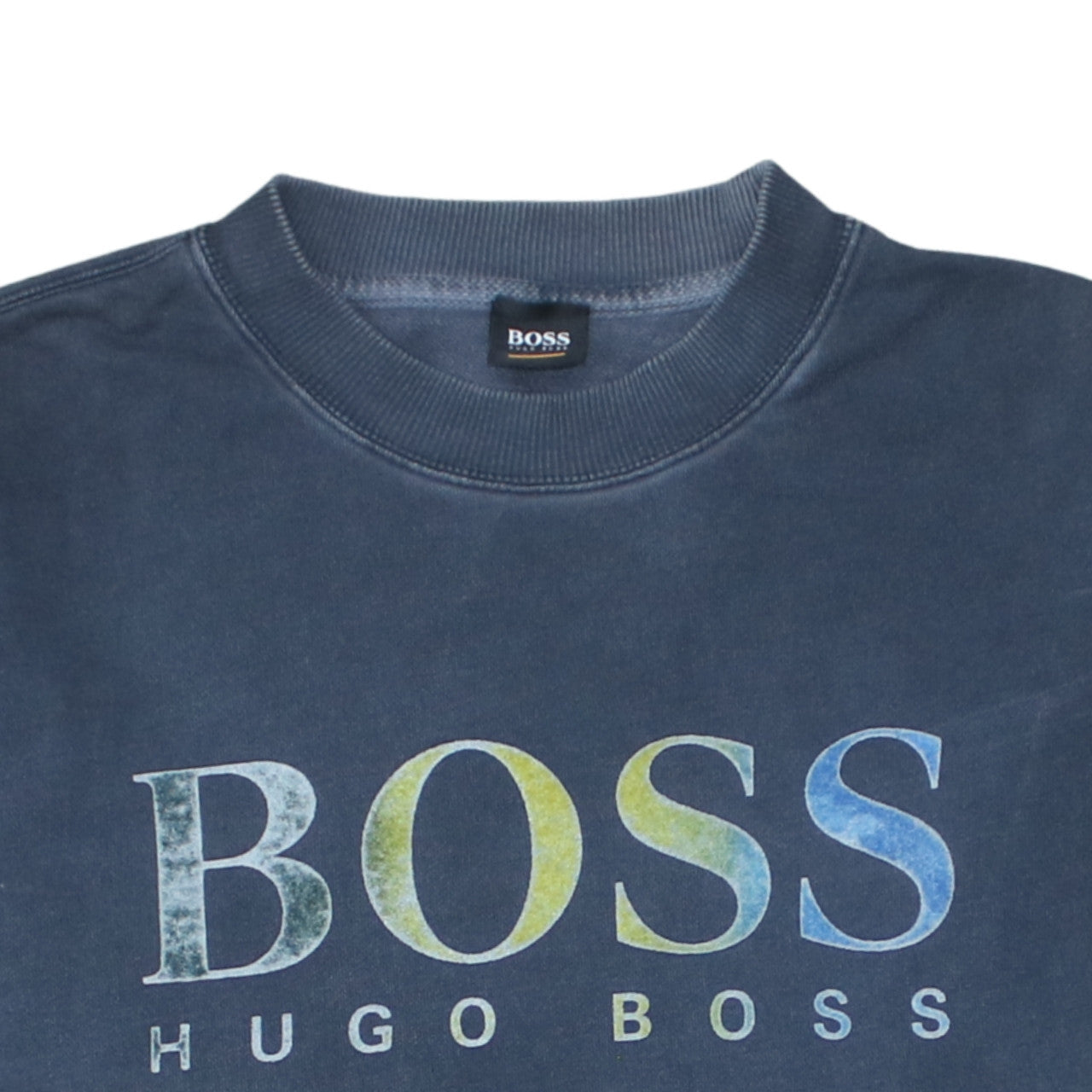Hugo Boss Men's Blue Logo Crew Neck Cotton Sweatshirt Size M