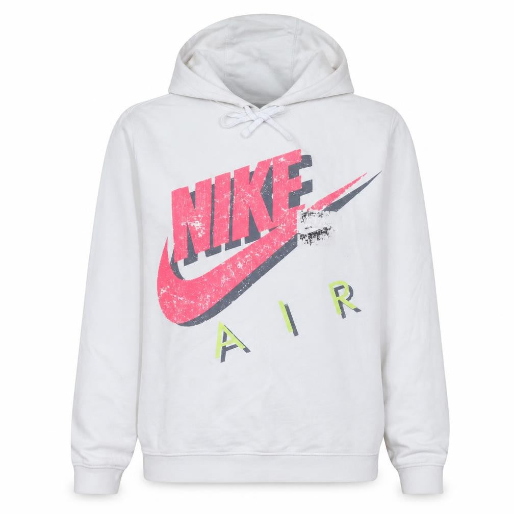 Nike Women’s White Hoodie Large Graphic Print Pullover Cotton Blend
