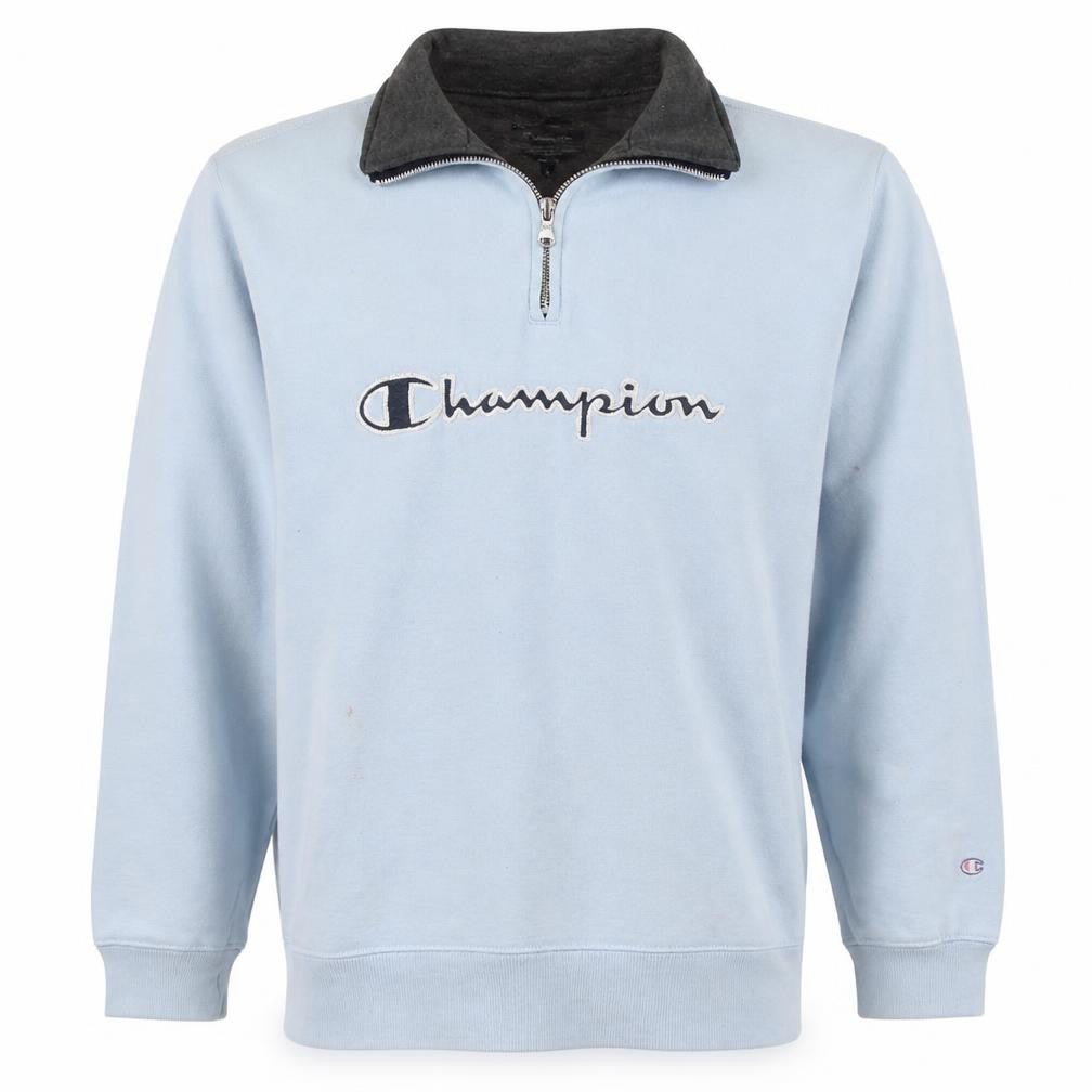 Champion Men's Blue 1/4 Zip Pullover Sweatshirt Size S