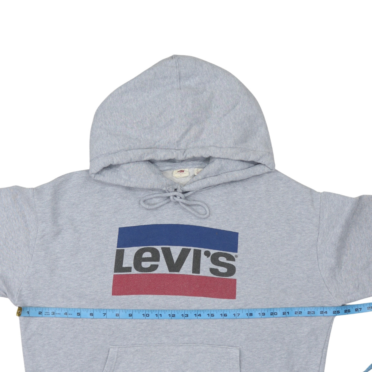 Levi's Men's Grey XL Pullover Hoodie with Logo Print