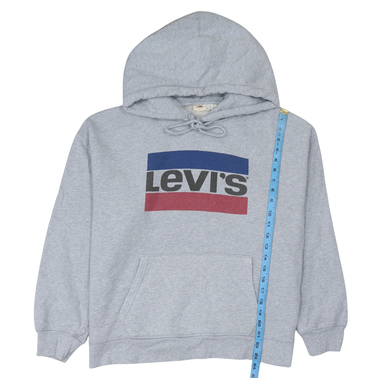 Levi's Men's Grey XL Pullover Hoodie with Logo Print