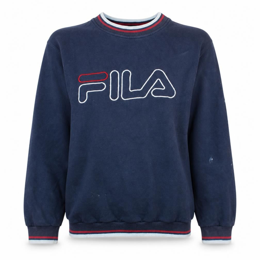 Fila Womens Navy Blue Logo Sweatshirt Size 6 Classic Pullover