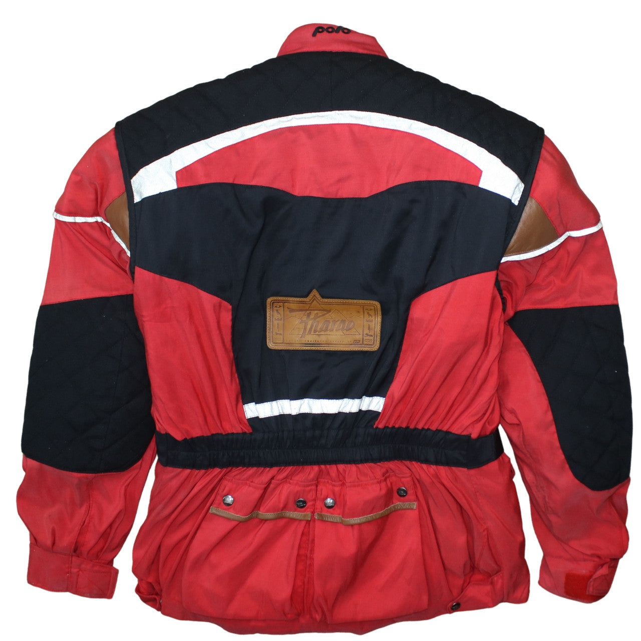 Polo Men's Red Black XL Motorcycle Jacket Waterproof Padded Belted