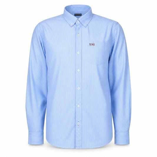 Napapijri Men's Blue Striped Button-Down Cotton Shirt Size S