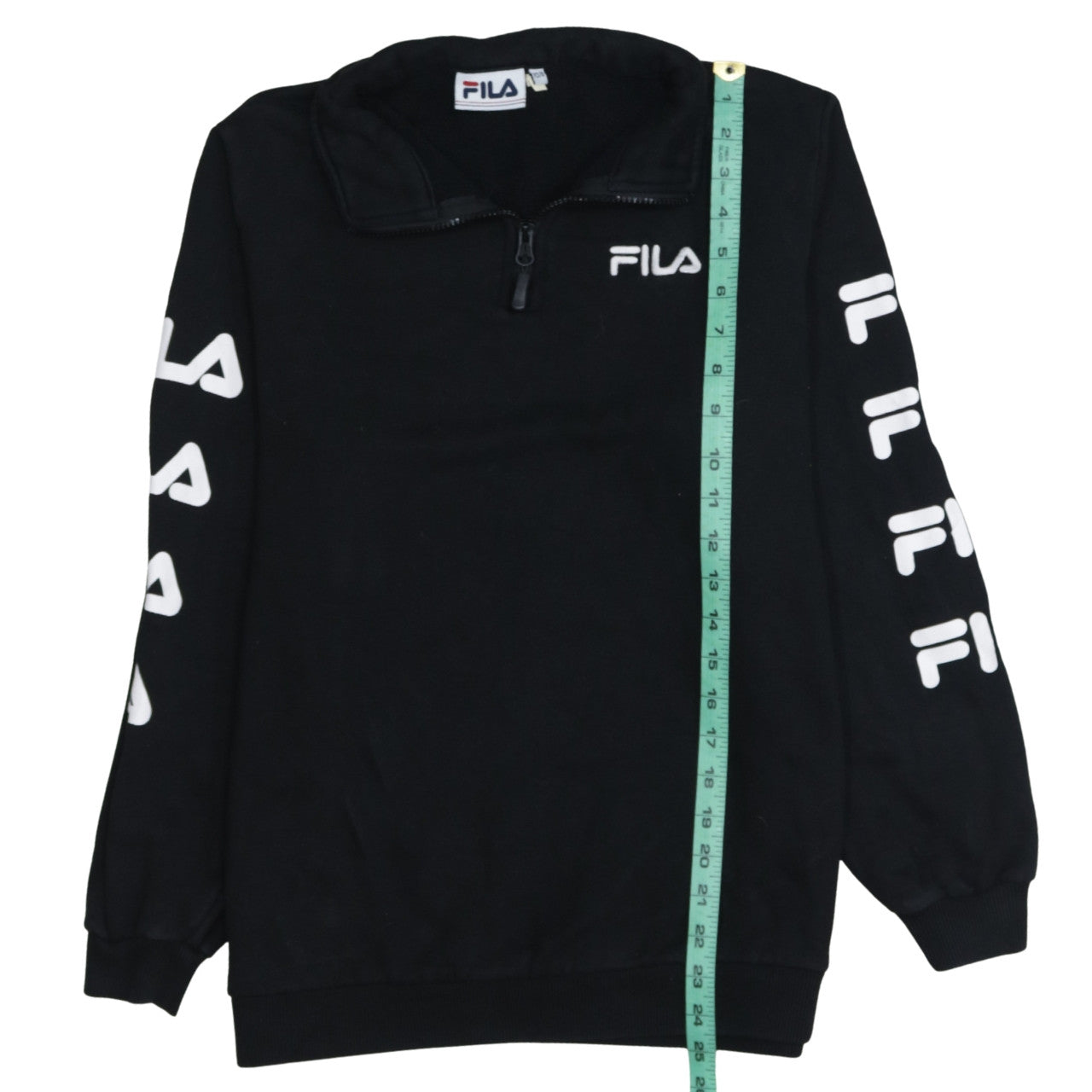 Fila Women Black XS Half Zip Sweatshirt Logo Embroidered Pullover
