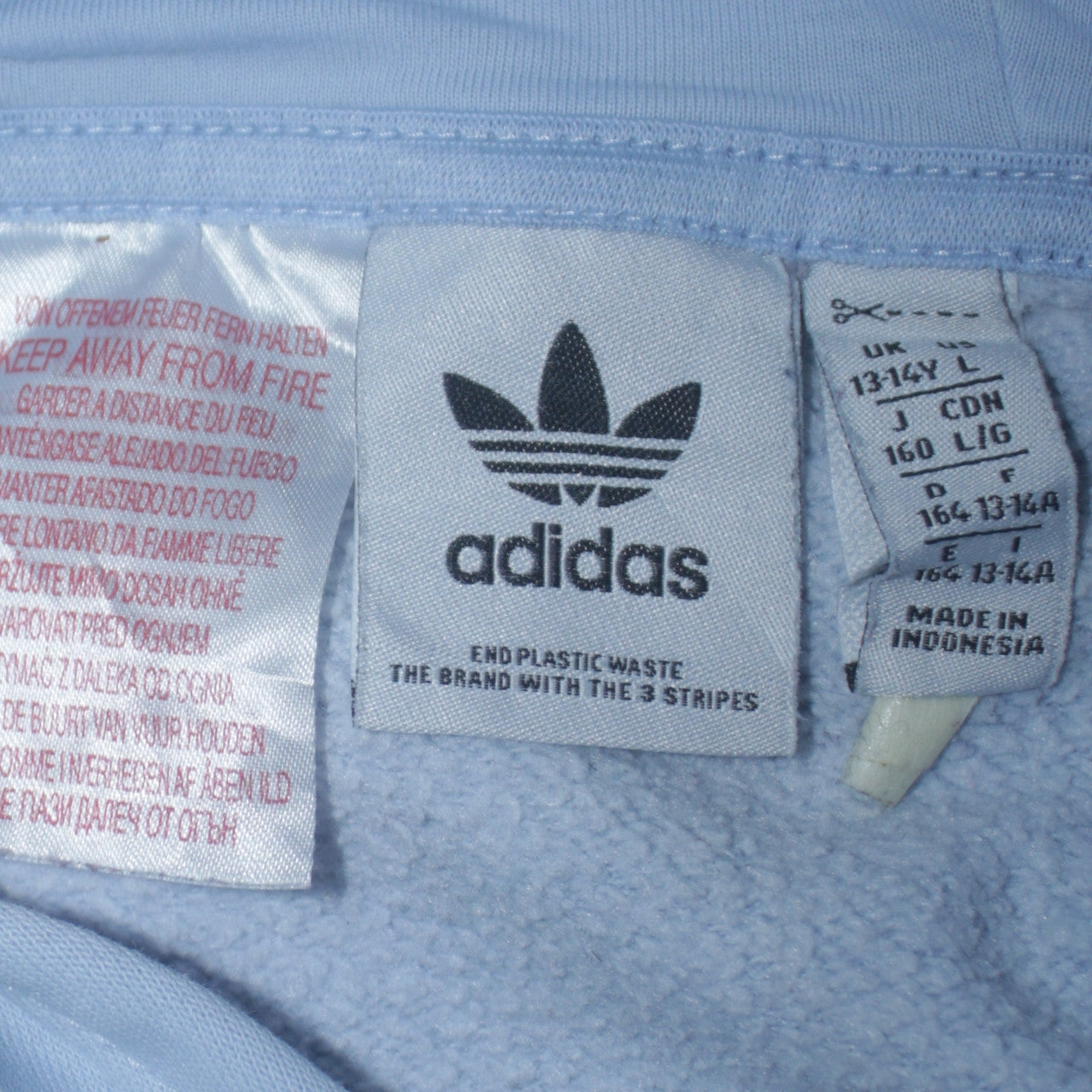 Adidas Girls Blue Pullover Hoodie Size 13-14 Years Logo Sweatshirt