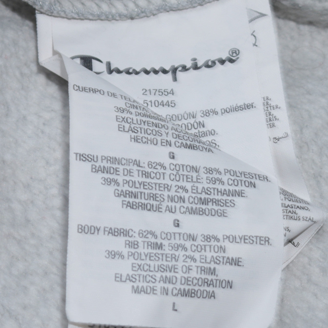 Champion Men Grey Pullover Hoodie L Regular Fleece Sports Logo