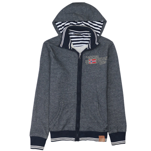 Napapijri Men's Grey Full Zip Hoodie XL Logo Outdoor Style