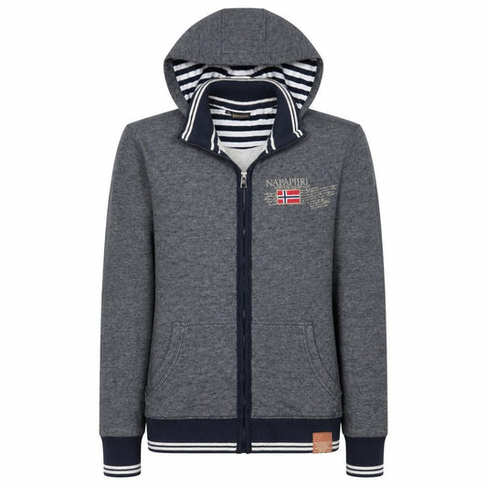 Napapijri Men's Grey Full Zip Hoodie XL Logo Outdoor Style