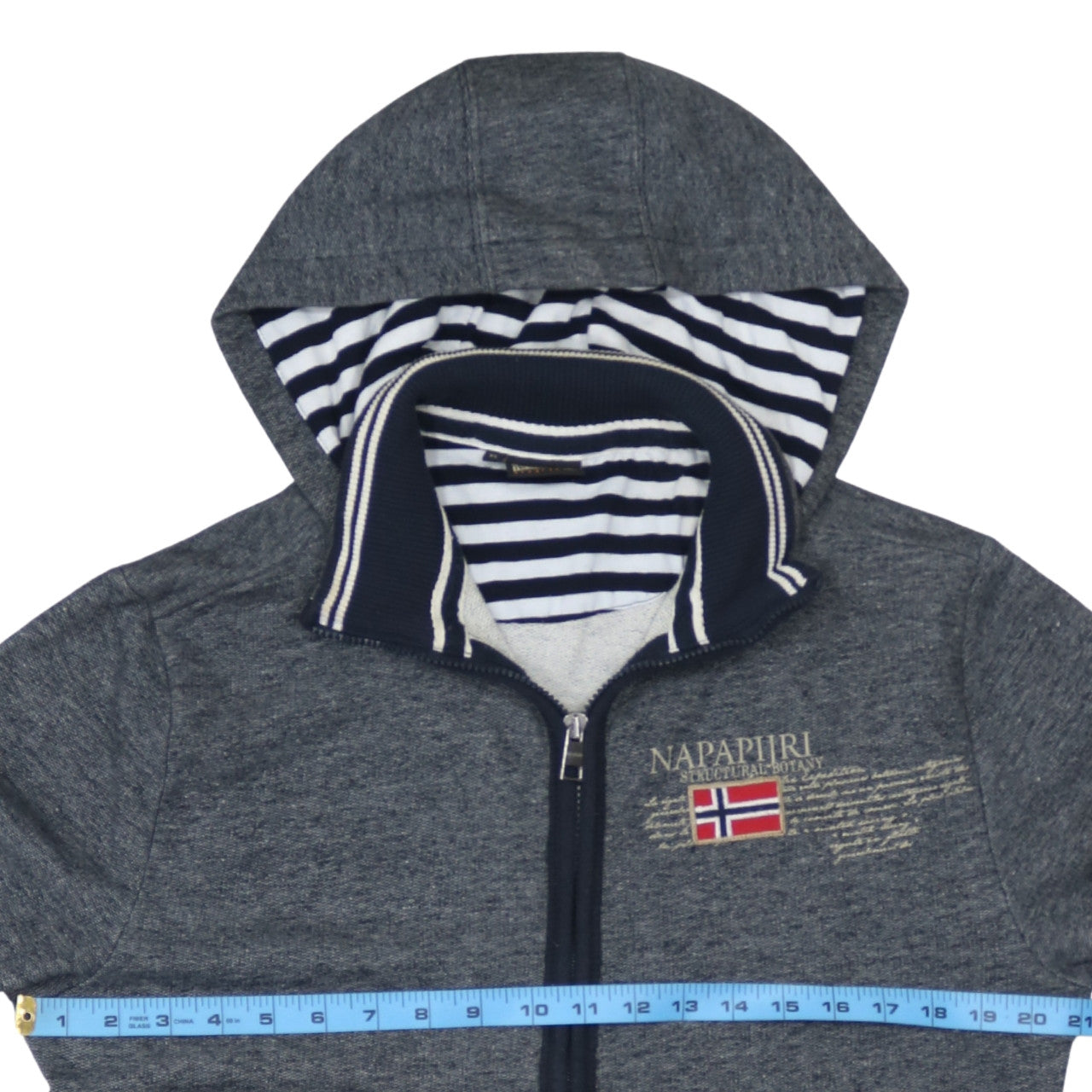 Napapijri Men's Grey Full Zip Hoodie XL Logo Outdoor Style