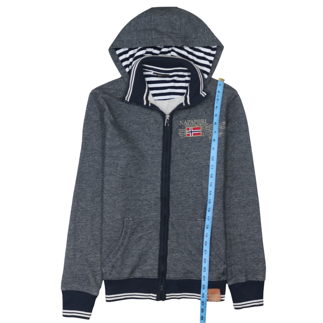 Napapijri Men's Grey Full Zip Hoodie XL Logo Outdoor Style