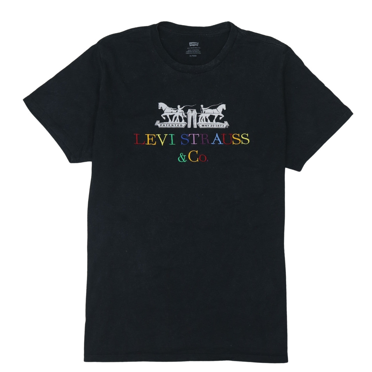 Levi's Men Black XL Graphic Logo Embroidered Cotton T-Shirt