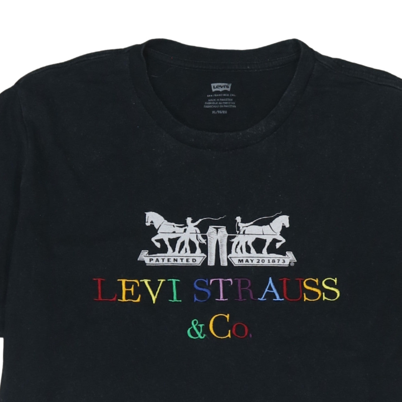 Levi's Men Black XL Graphic Logo Embroidered Cotton T-Shirt