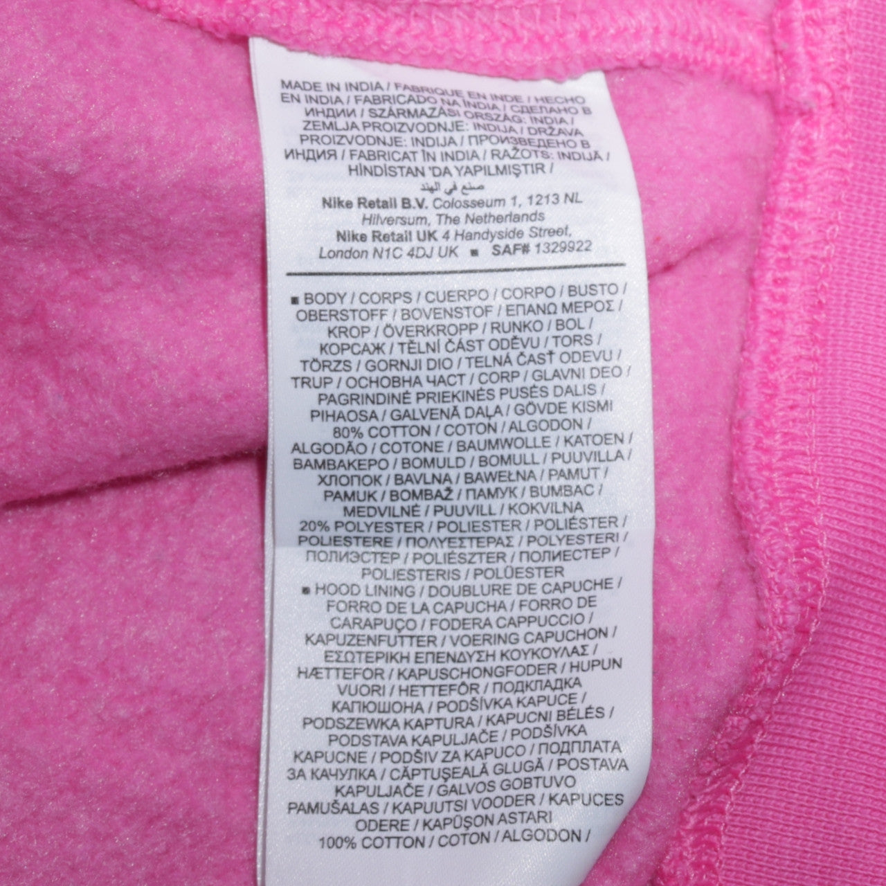 Nike Womens Pink Pullover Hoodie Small Cotton Blend Casual