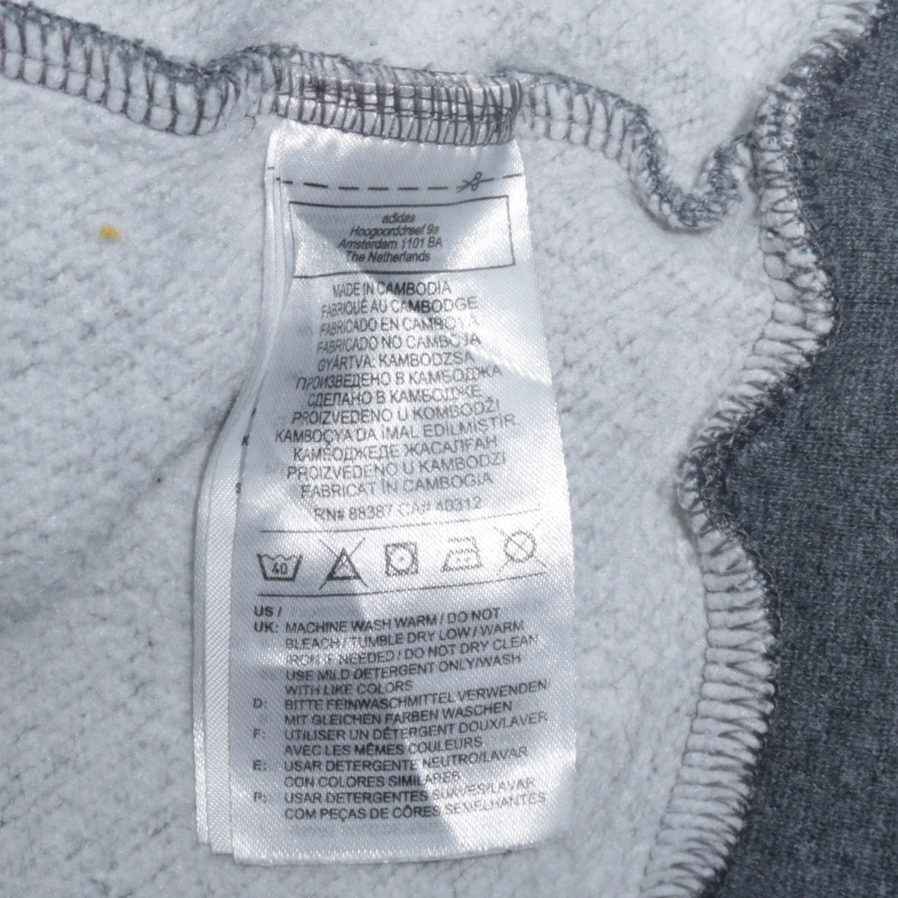 Adidas Men’s Grey Crew Neck Fleece Sweatshirt L Regular Fit