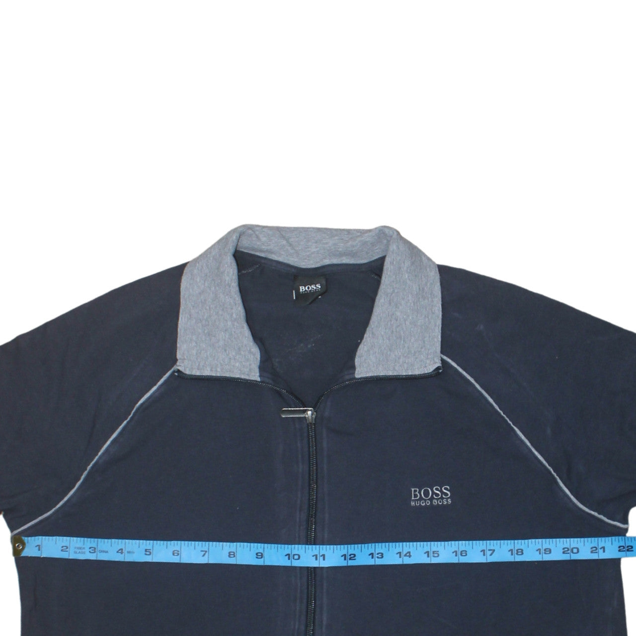 Hugo Boss Men's Blue Full Zip Collared Sweatshirt Size L