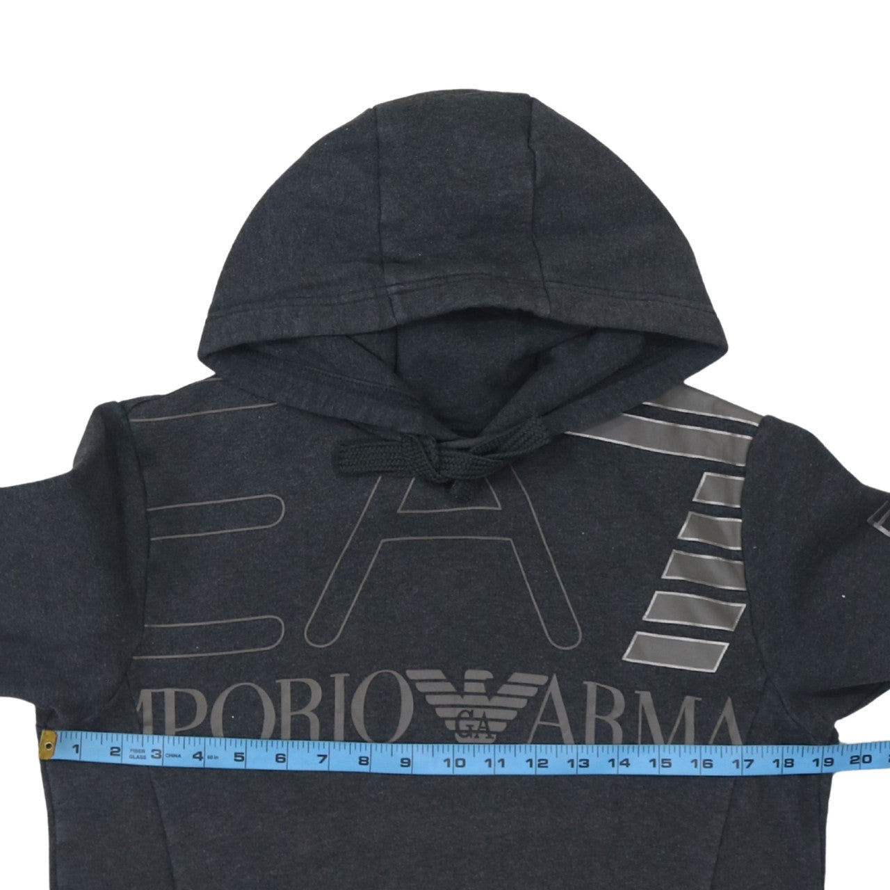Emporio Armani EA7 Mens Black Pullover Hoodie Size M Graphic Logo Fleece