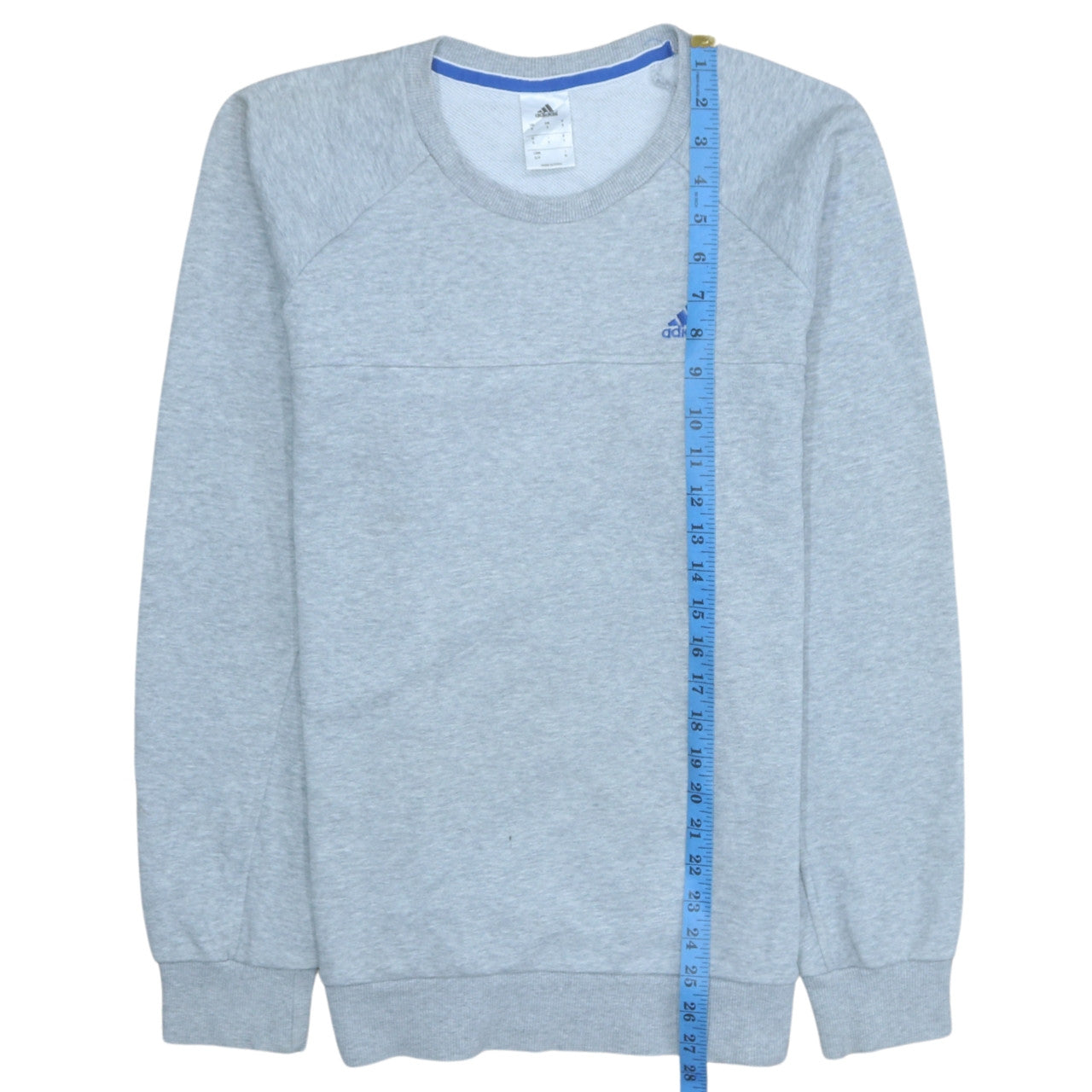 Adidas Mens Grey Small Crew Neck Pullover Sweatshirt