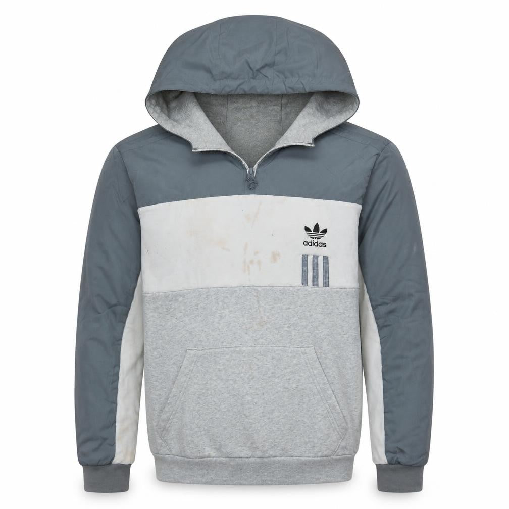 Adidas Men’s Grey Half Zip Hooded Sweatshirt Size S