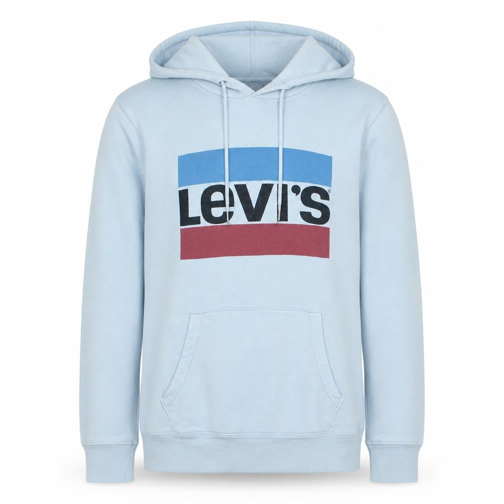 Levi's Mens Light Blue Hoodie Small Pullover Graphic Logo Cotton