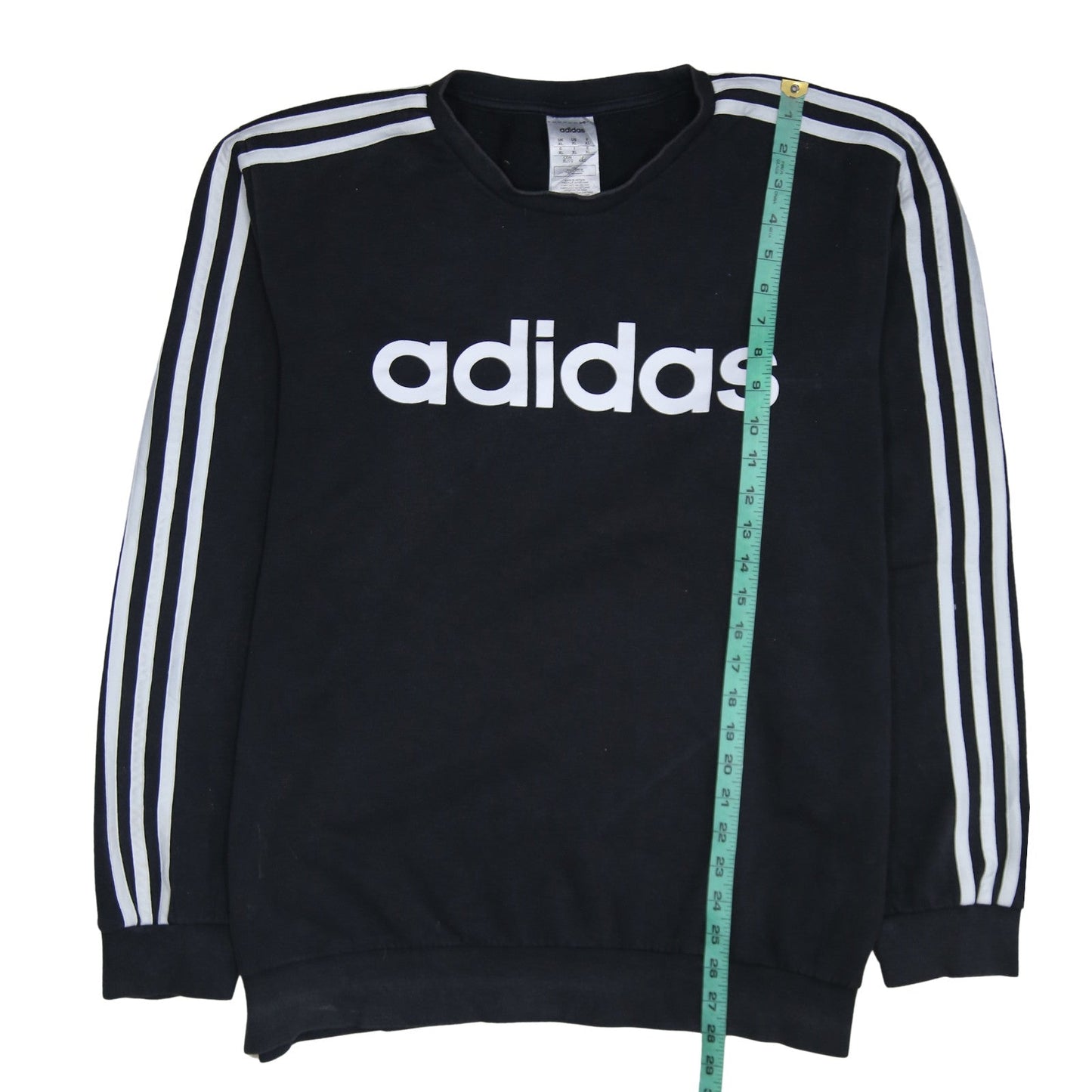 Adidas Mens Black XL Crew Neck Pullover Sweatshirt with Logo Trim