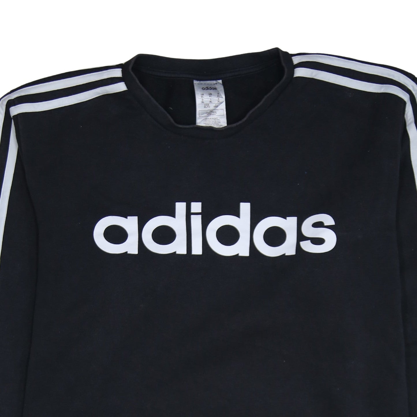 Adidas Mens Black XL Crew Neck Pullover Sweatshirt with Logo Trim