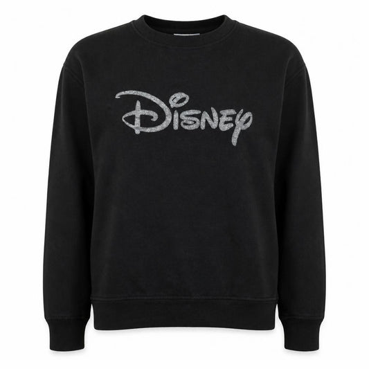 Disney Womens Black Glitter Logo Pullover Sweatshirt Size M