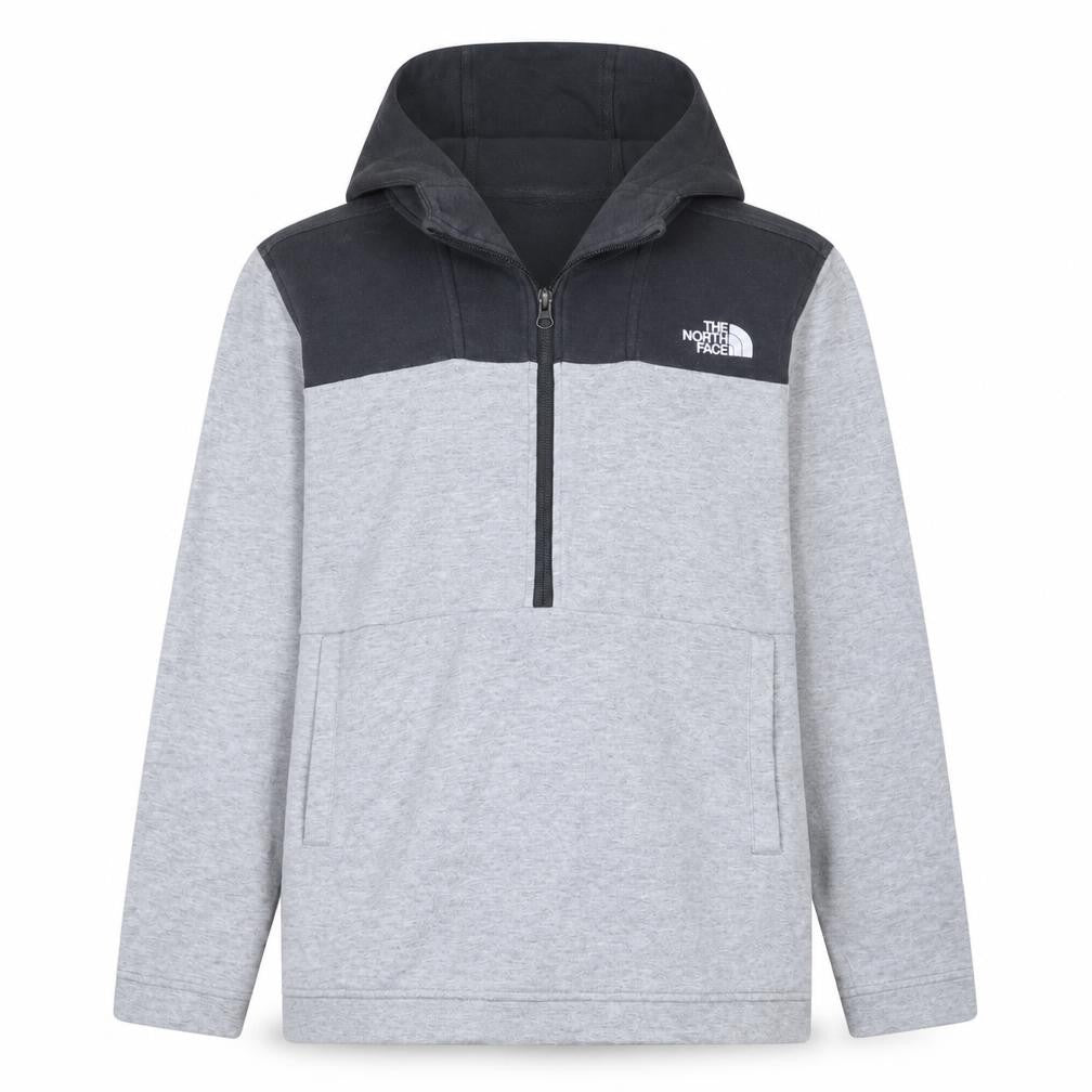 The North Face Boys Grey & Black 1/4 Zip Hoodie XL - Cotton Blend Outdoor Layer