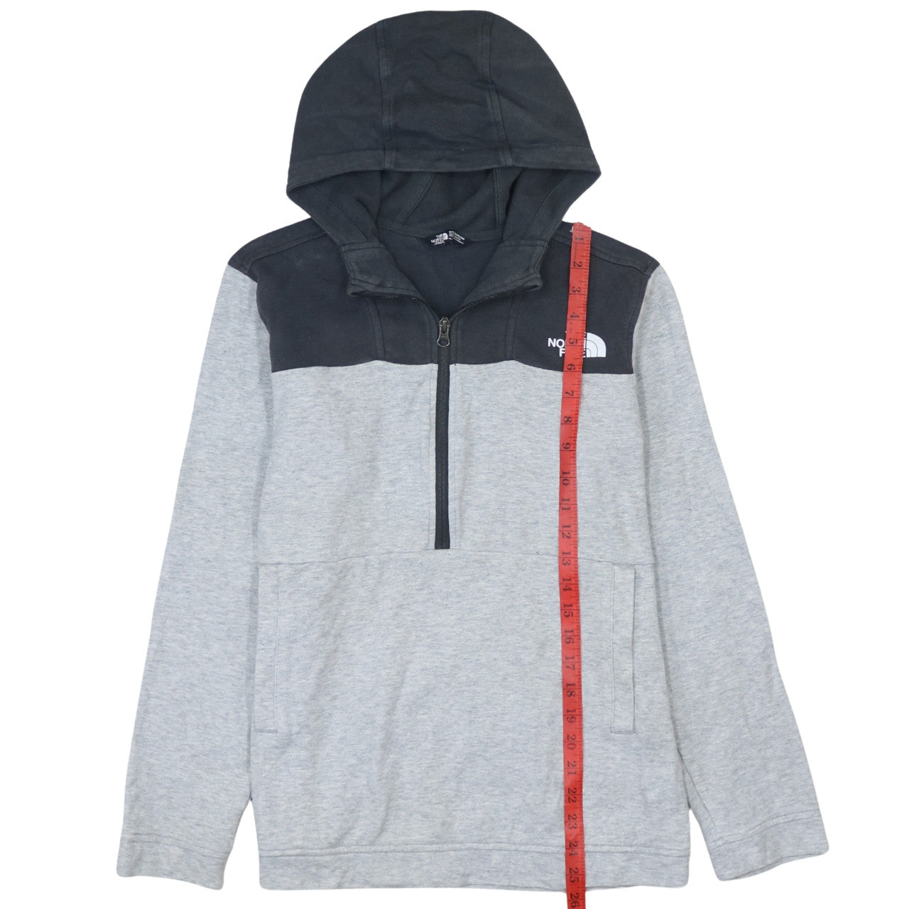 The North Face Boys Grey & Black 1/4 Zip Hoodie XL - Cotton Blend Outdoor Layer