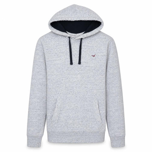 Hollister Men's Grey Pullover Hoodie Small Logo Fleece Sweatshirt