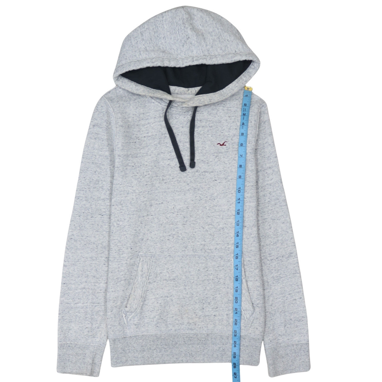 Hollister Men's Grey Pullover Hoodie Small Logo Fleece Sweatshirt