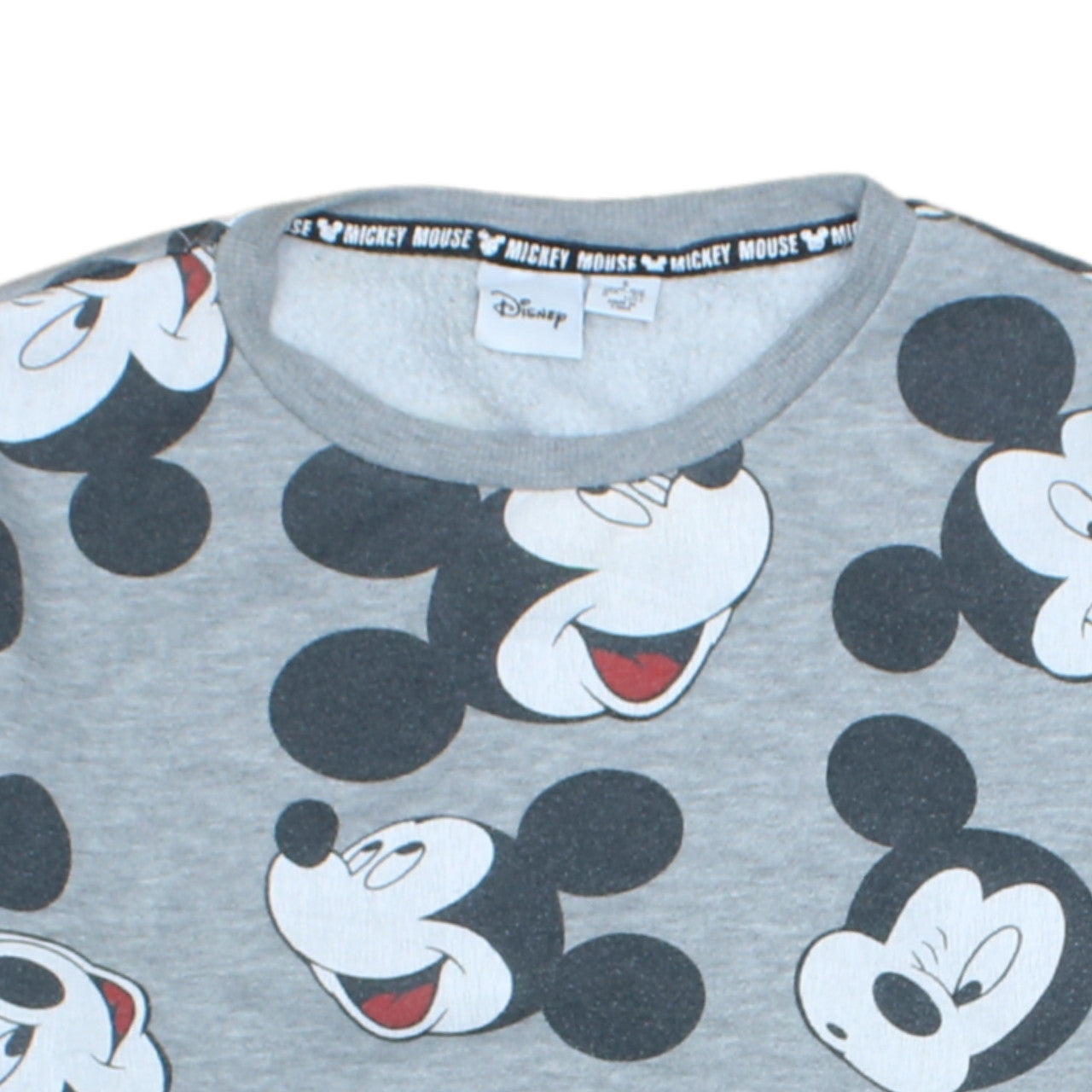 Disney Women Grey Mickey Mouse Print Pullover Sweatshirt Size S