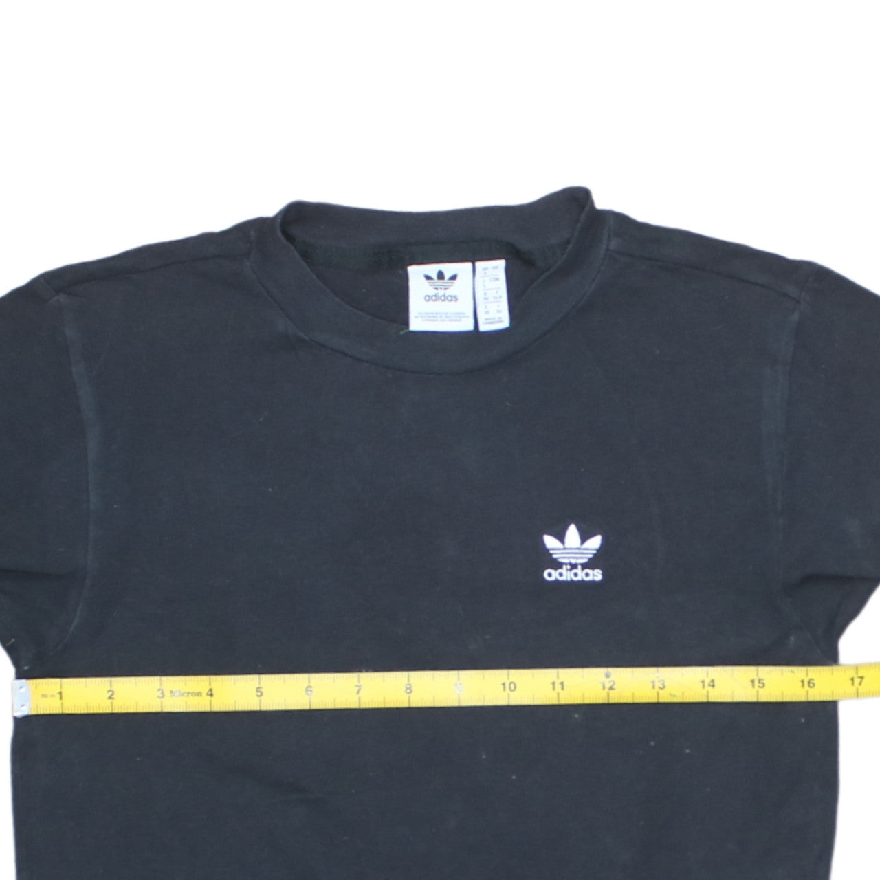 Adidas Women Black Cotton Short Sleeve Crew Neck T-Shirt Size 4