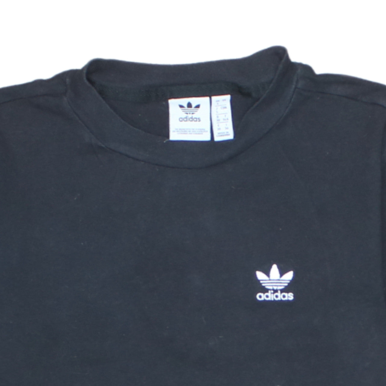 Adidas Women Black Cotton Short Sleeve Crew Neck T-Shirt Size 4