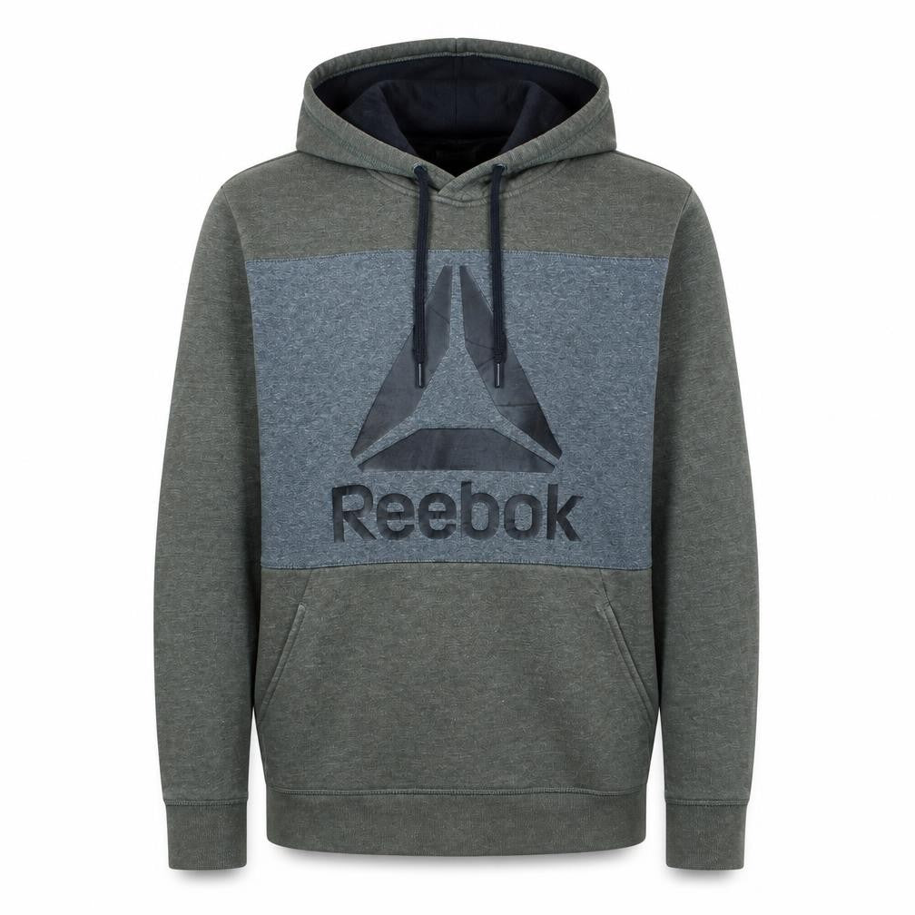 Reebok Men's Grey Pullover Hoodie S Logo Sports Fleece
