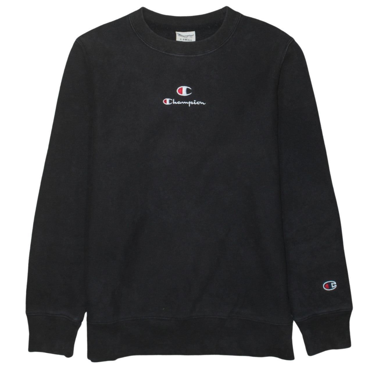 Champion Women Black XS Pullover Sweatshirt Crew Neck Long Sleeve Casual