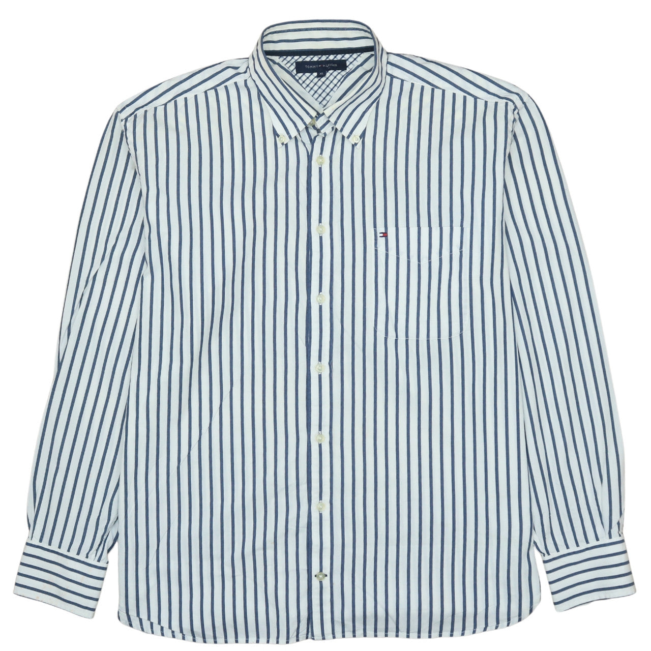 Tommy Hilfiger Men Blue Striped Button-Up Cotton Shirt XL