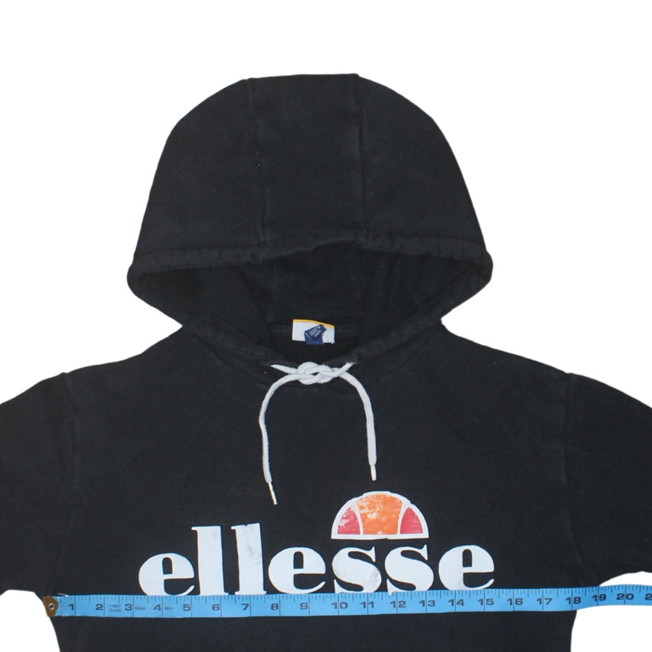 Ellesse Womens Black Pullover Hoodie UK 6 Cotton Blend Logo Casual