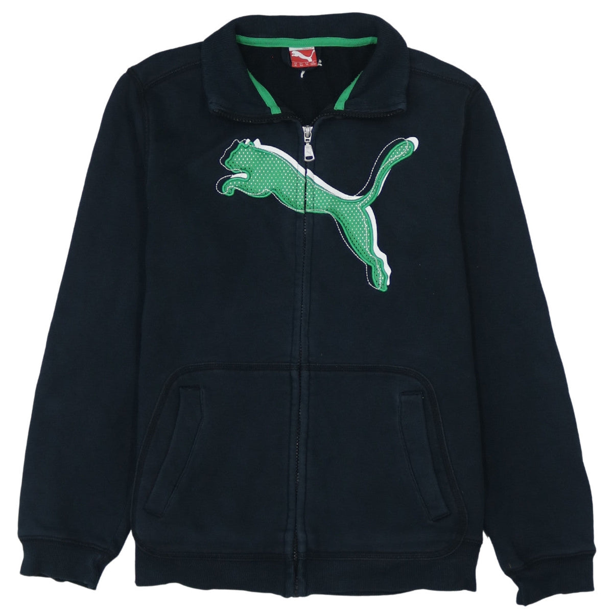 Puma Boys Black Track Jacket Size 14 Years Full Zip Fleece Activewear