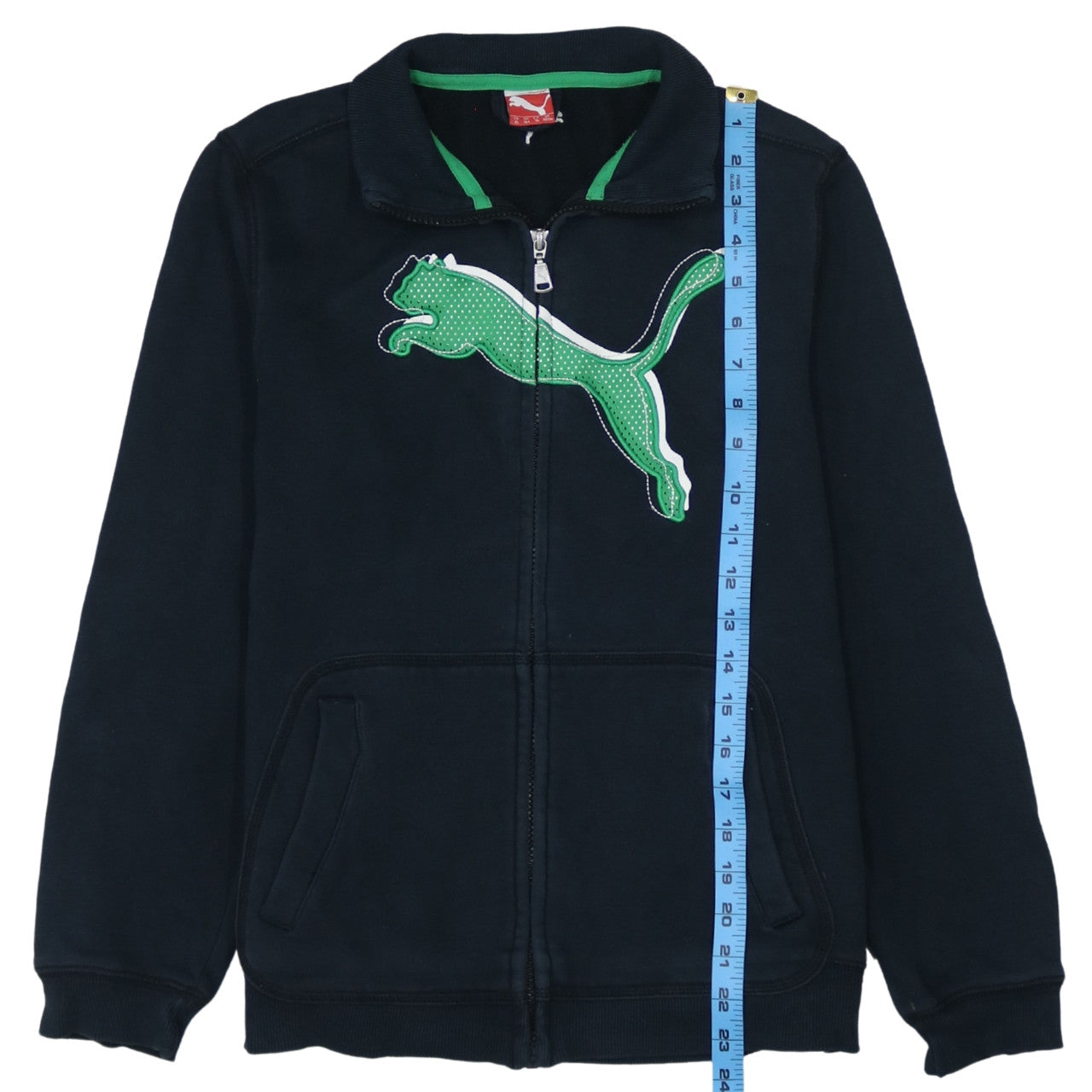 Puma Boys Black Track Jacket Size 14 Years Full Zip Fleece Activewear