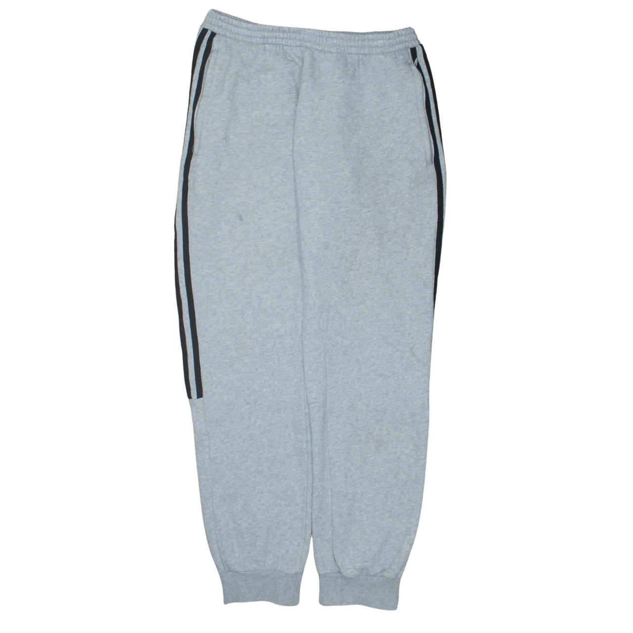Adidas Mens Grey Sweatpants M Regular Fit Side Stripe Fleece Joggers