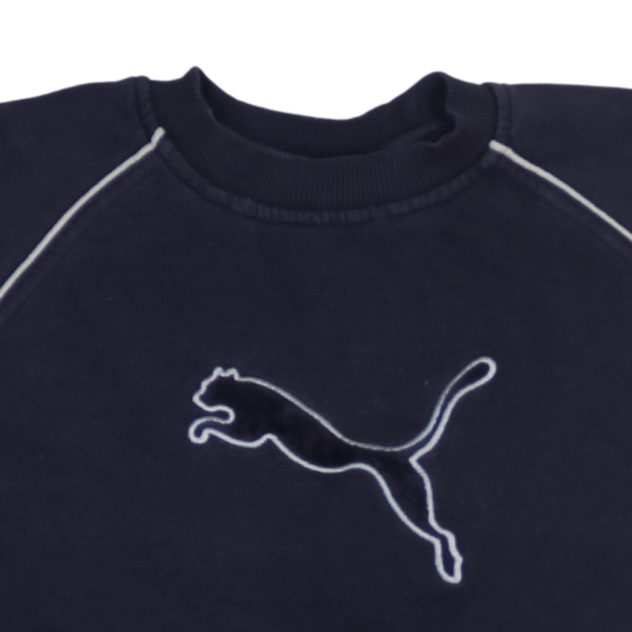 Puma Men Navy Blue Crew Neck Pullover Sweatshirt Size 16 Logo Casual