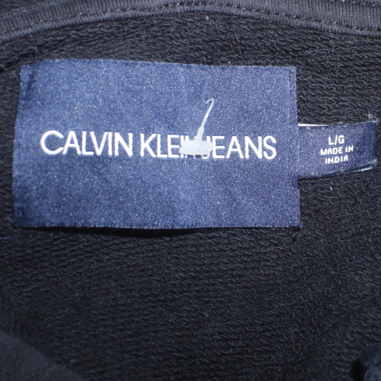 Calvin Klein Jeans Women's Black Pullover Hoodie L Logo Cotton Casual