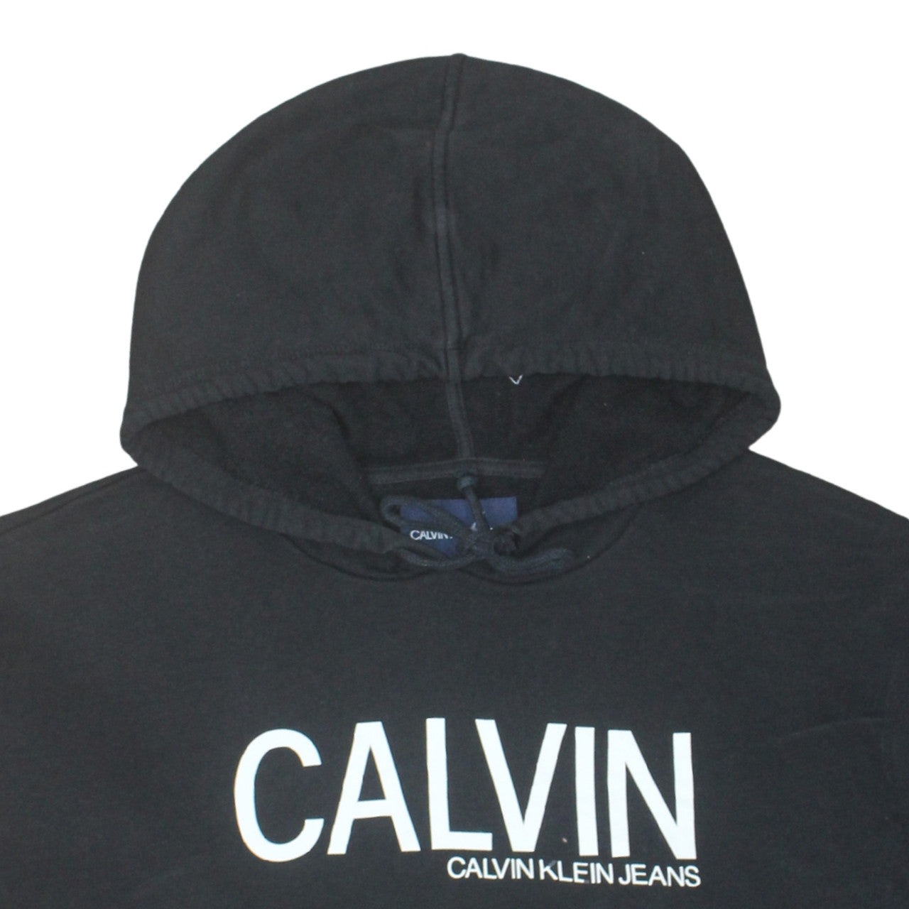Calvin Klein Jeans Women's Black Pullover Hoodie L Logo Cotton Casual