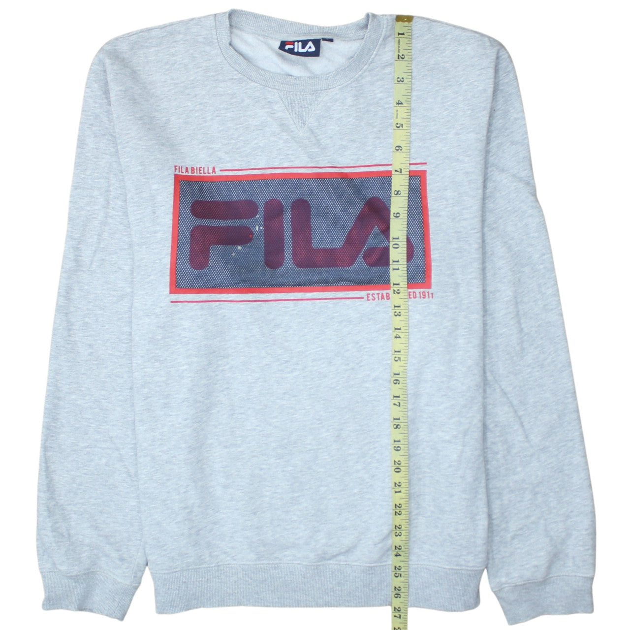 Fila Mens Grey Graphic Logo Pullover Sweatshirt Size L