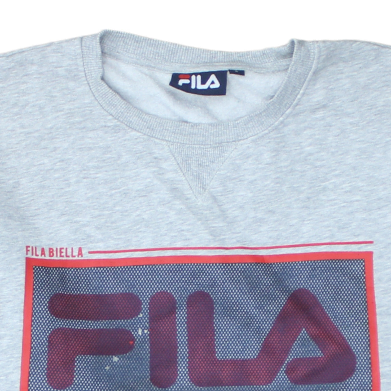 Fila Mens Grey Graphic Logo Pullover Sweatshirt Size L