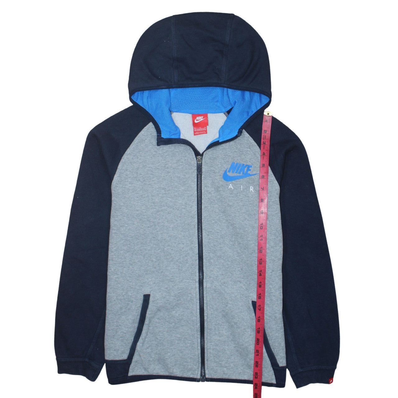 Nike Boys Grey Full Zip Hoodie XL 13-15 Years Fleece Colourblock Sportswear