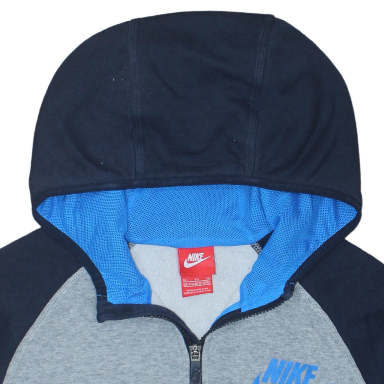 Nike Boys Grey Full Zip Hoodie XL 13-15 Years Fleece Colourblock Sportswear