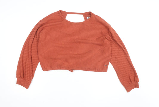 Hollister Womens Brown Cropped Long Sleeve Knit Top XS