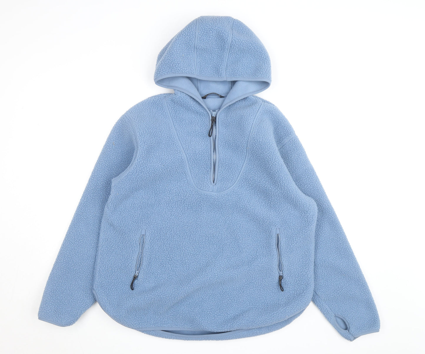 Dunnes Men's Blue Fleece Hooded Half Zip Active Jacket Size M